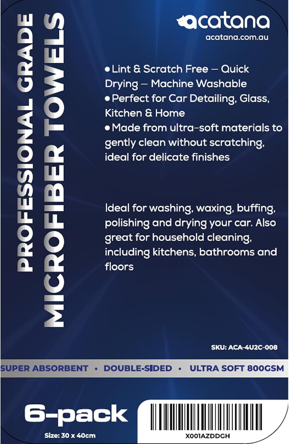 Premium Microfiber Towels Double-Sided Cloth Ultra Soft 800GSM Super Absorbent Lint & Scratch Free Quick Drying Perfect for Car Detailing, Glass, Kitchen & Home (6 PCS, 30 &times; 40 Cm) image number 6