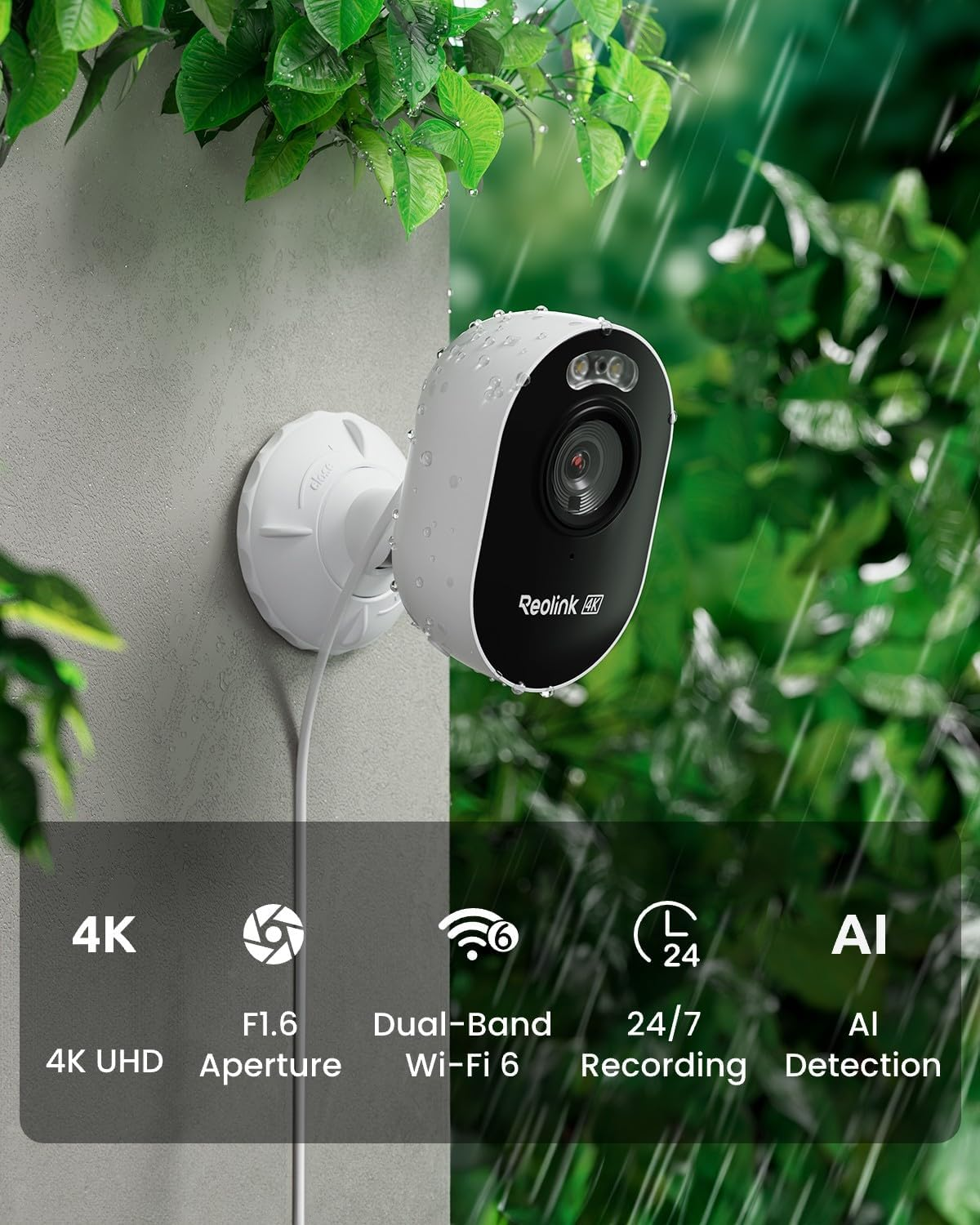 REOLINK 4K Security Wifi Camera Indoor/Outdoor, 8MP Wired & Wireless for Home Surveillance, Spotlight Color Night Vision, 5G/2.4Ghz, Smart Detection, IP65 Weatherproof, Local/Cloud Storage, Lumus Pro