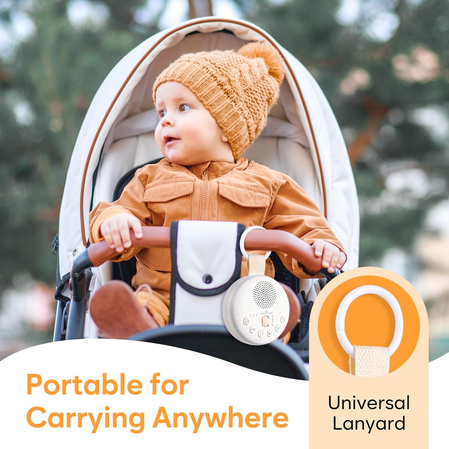 Easy@Home White Noise Machine: Portable Baby Sound Machine 34 Soothing Lullabies & Nature Sounds | 3 Timer Set | Night Light | Baby Essentials for Newborn | High Exact Roller Volume Control image number 1