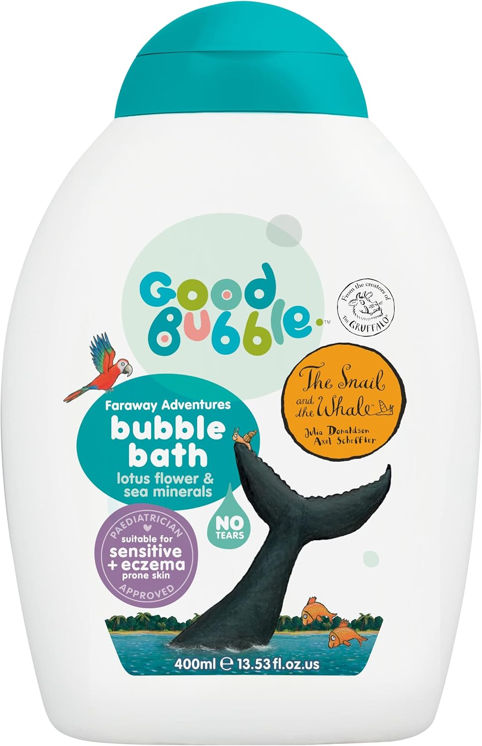 Good Bubble the Snail & the Whale Bubble Bath with Lotus Flower & Sea Minerals - 400Ml Baby Bubble Bath for Sensitive & Eczema-Prone Skin - Vegan-Friendly for Toddlers