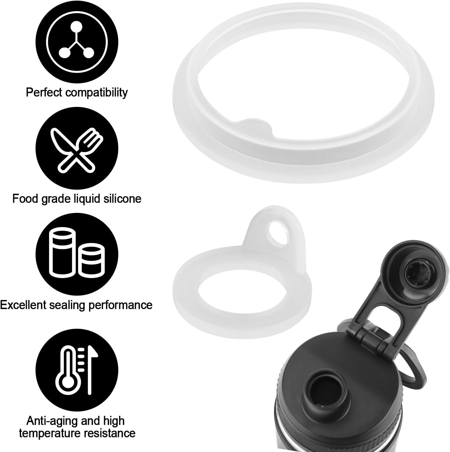 4Pcs Gasket Replacement for TAKEYA Actives, Silicone Sealing Ring Gaskets Seal Parts Leak-Proof Water Bottle Lid O Ring Replacement Compatible with TAKEYA Actives All OZ (Not for TAKEYA Originals) image number 1
