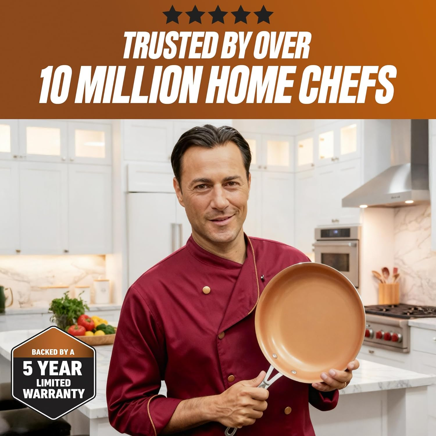 Gotham Steel Pots and Pans Set 12 Piece Cookware Set with Ultra Nonstick Ceramic Coating by Chef Daniel Green, 100% PFOA Free, Stay Cool Handles, Metal Utensil & Dishwasher Safe - 2020 Edition image number 3