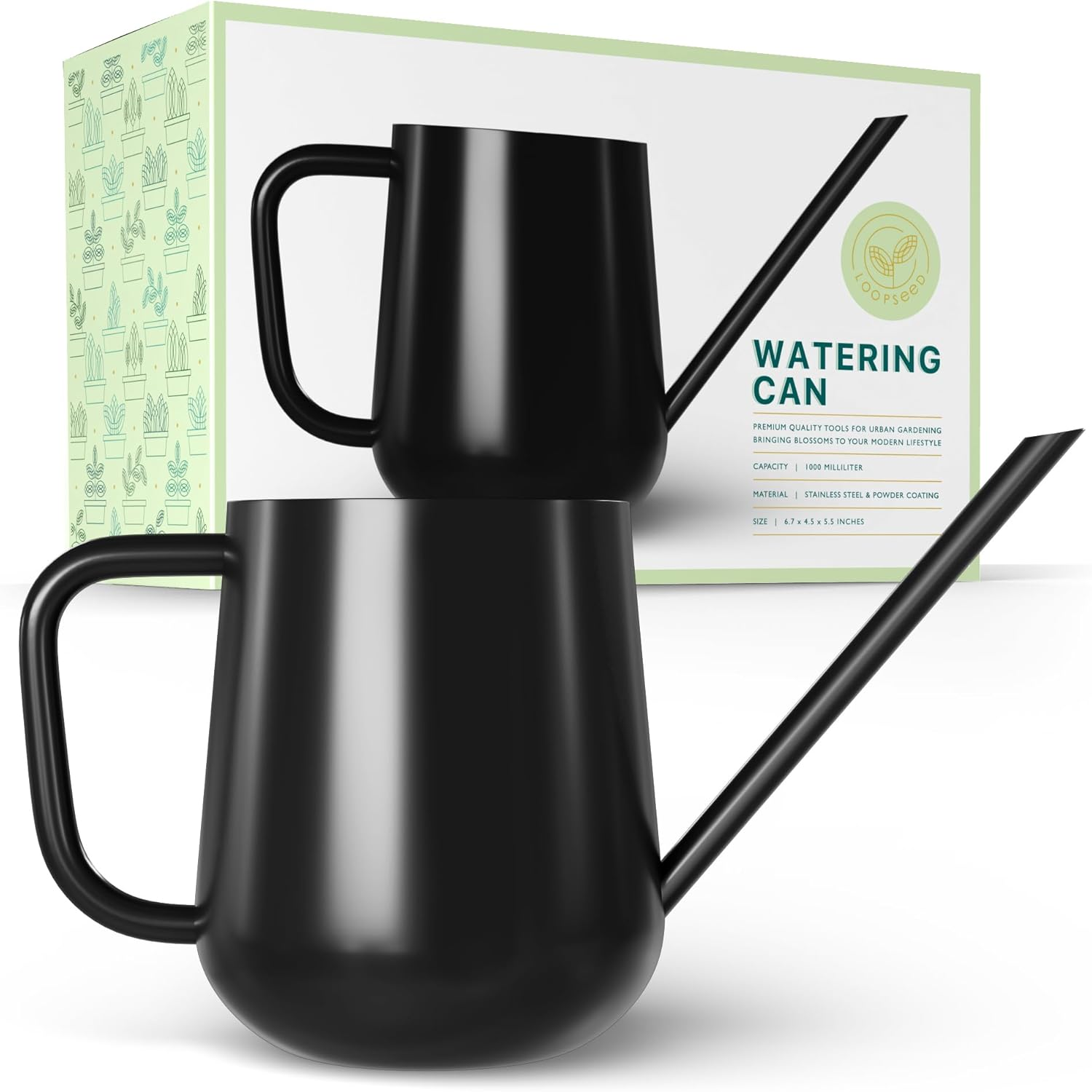 Metal Watering Can for Indoor Houseplants Outdoor Garden Long Sprout Water Can for Succulents Herb Bonsai Modern Garden Tool 33.8Oz/1000Ml (Brilliant White)