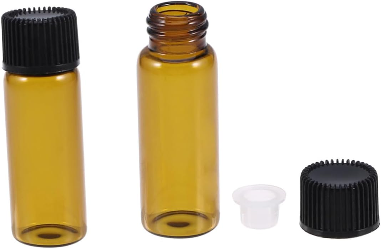 ULTECHNOVO Material Essential Oil Bottle 5Ml Mini Glass Vials Sample Bottles Screw Cap Brown Travel Size
