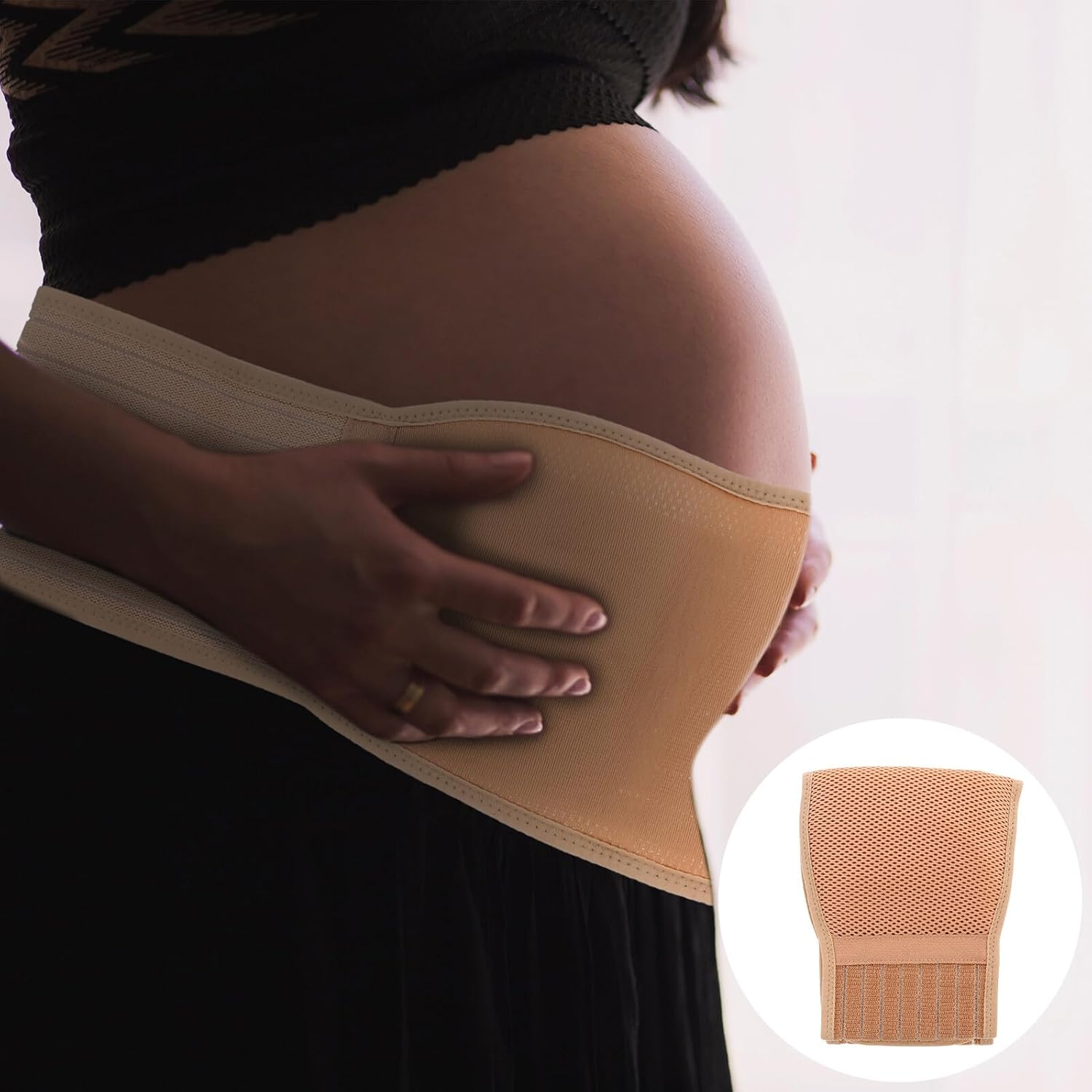 Breathable Maternity Belt Adjustable Abdomen Brace for Pregnancy Belly Support Band Relieves Back Pelvic Pressure Pregnancy over Belly Bump Support image number 2