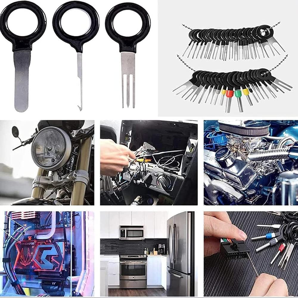 38Pcs Pins Terminals Removal Tools, Auto Terminals Removal Key Tool for Car Auto Wire Connector Terminal Pin Extractors Puller Remover Repair Key Tools Set Terminal image number 2