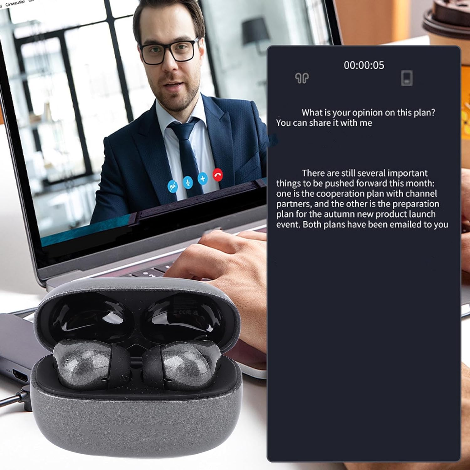 Zopsc 140 Language Translation Earbuds Wireless, Real Time AI Translator with Bluetooth 5.4, High Accuracy, 30H Battery, Touch Control, for Business Meetings Travel Abroad image number 5