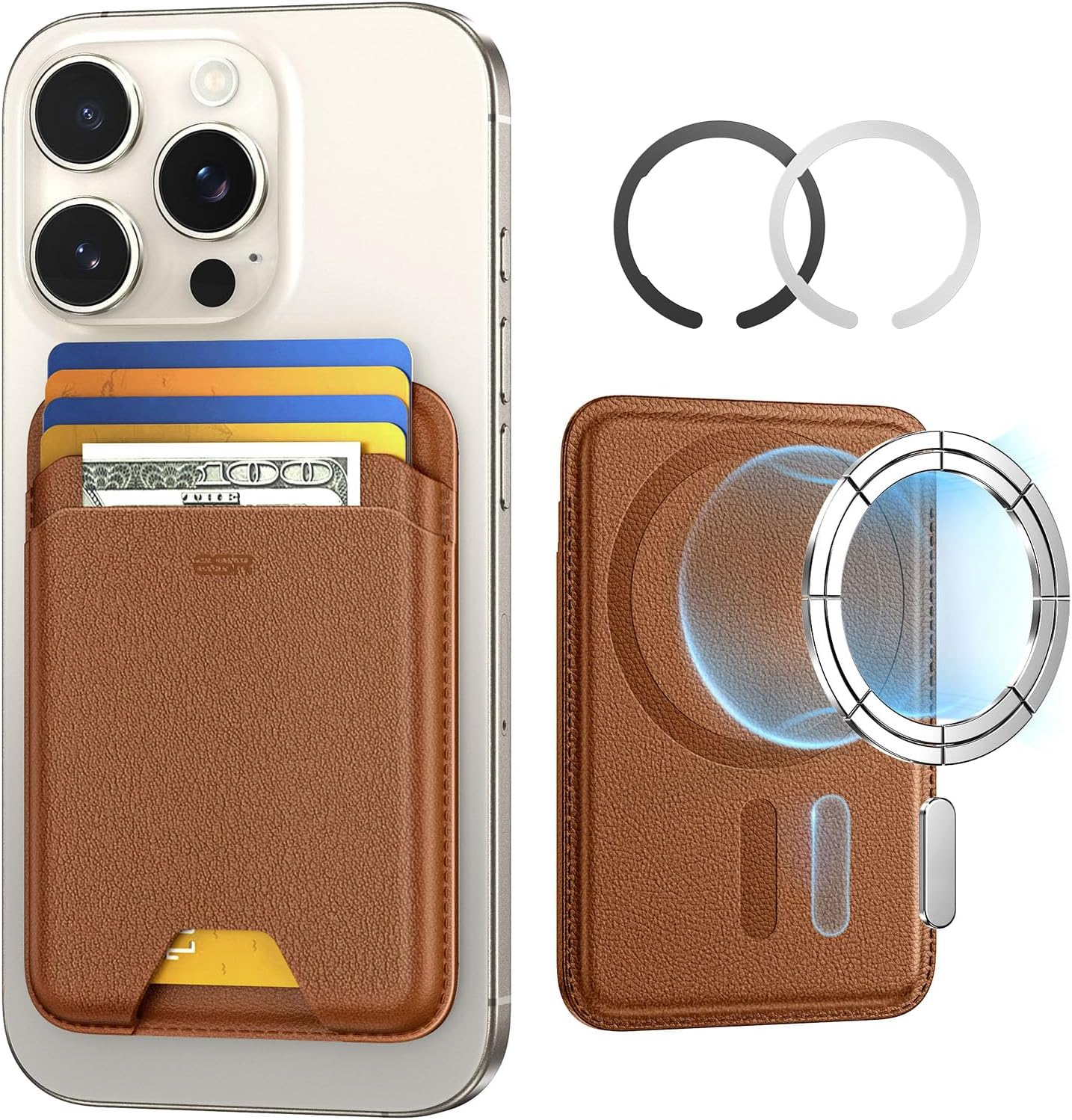 ESR for Magsafe Wallet, 5-Card Holder with RFID Blocking, Magsafe Sticker Included, Slim Magnetic Wallet for Iphone 17/16/15/14/13/12 Series and Selected Samsung Devices, Not for 13/12 Mini, Black