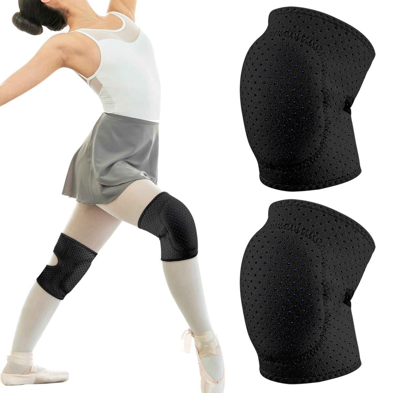 Knee Pads for Work & Sports - Thick Sponge Cushion, Anti-Slip & Collision Avoidance Design - Breathable Adjustable Knee Protector for Running, Cycling, Dance, Gardening - Men/Women (Black) image number 3
