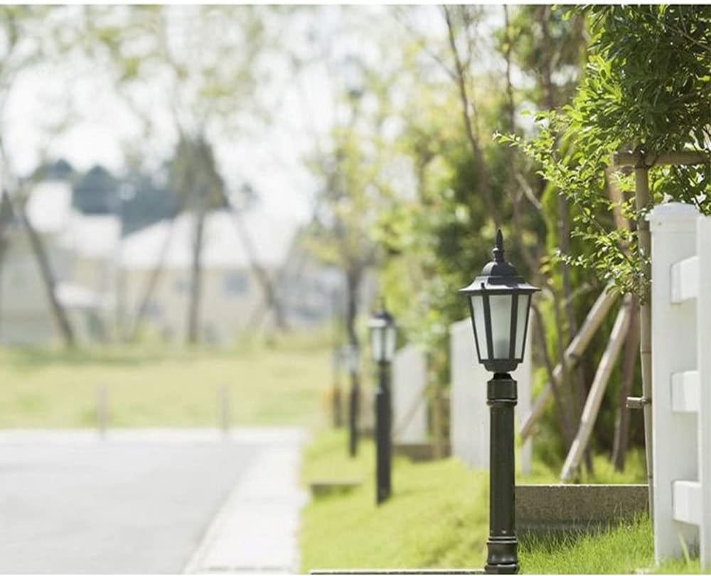 Retro Outdoor Post Light, 80Cm Garden Lamp, Black Metal with Glass Panels, E27 Base (B) image number 2