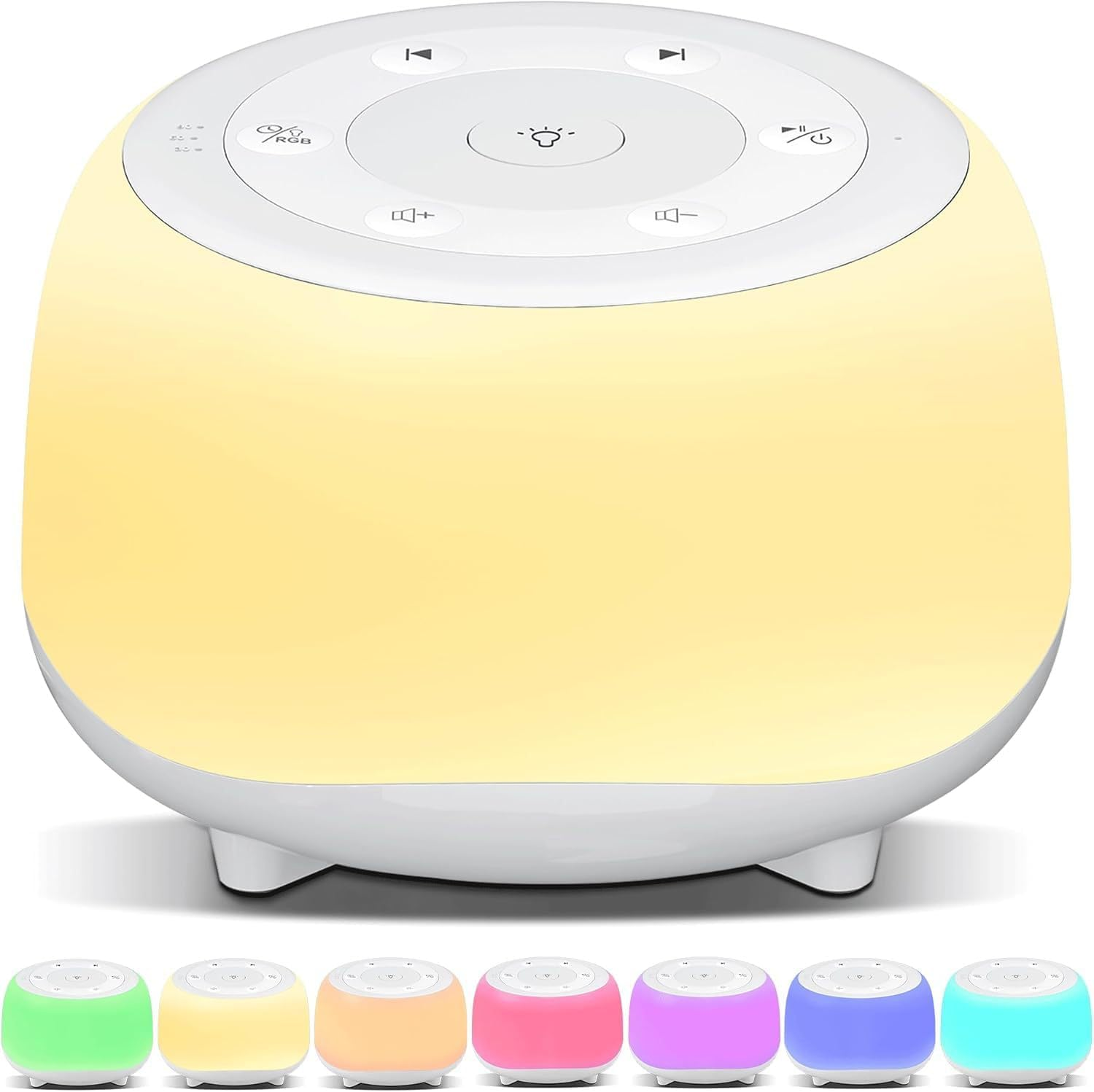 Xkimos White Noise Machine Baby and Adult, 34 Soothing Sounds White Noise Machine, 7 Color Lights Portable Baby Night Light Sound Machine for Kids Sleeping with 3 Auto-Off Timer & 30 Levels of Volume