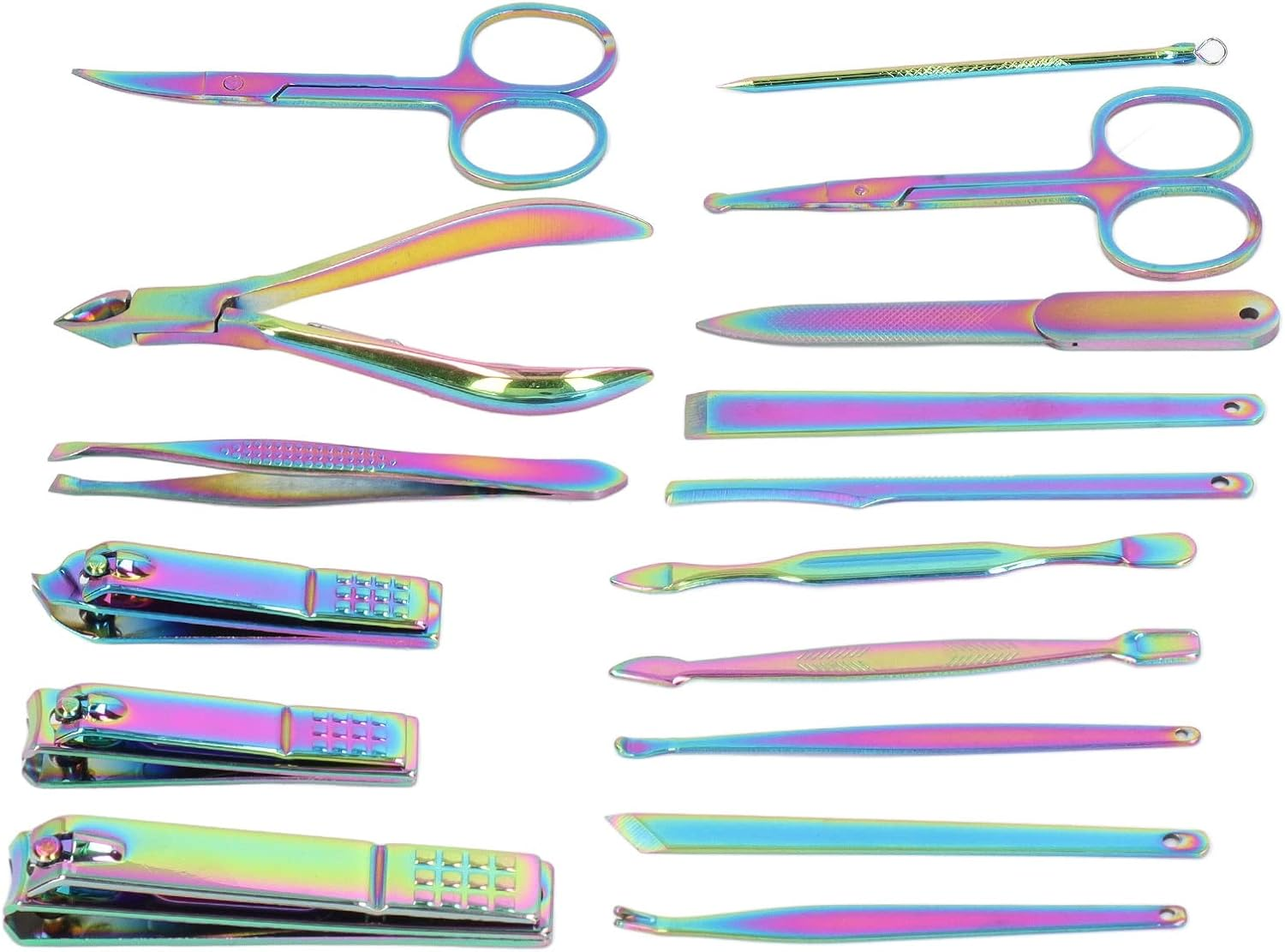 16 Piece Professional Manicure Set, High Sharpness Stainless Steel Tools with Color Coating, Complete Nail Care Kit for Fingernails and Toenails, Comes with Convenient Storage Bo image number 4