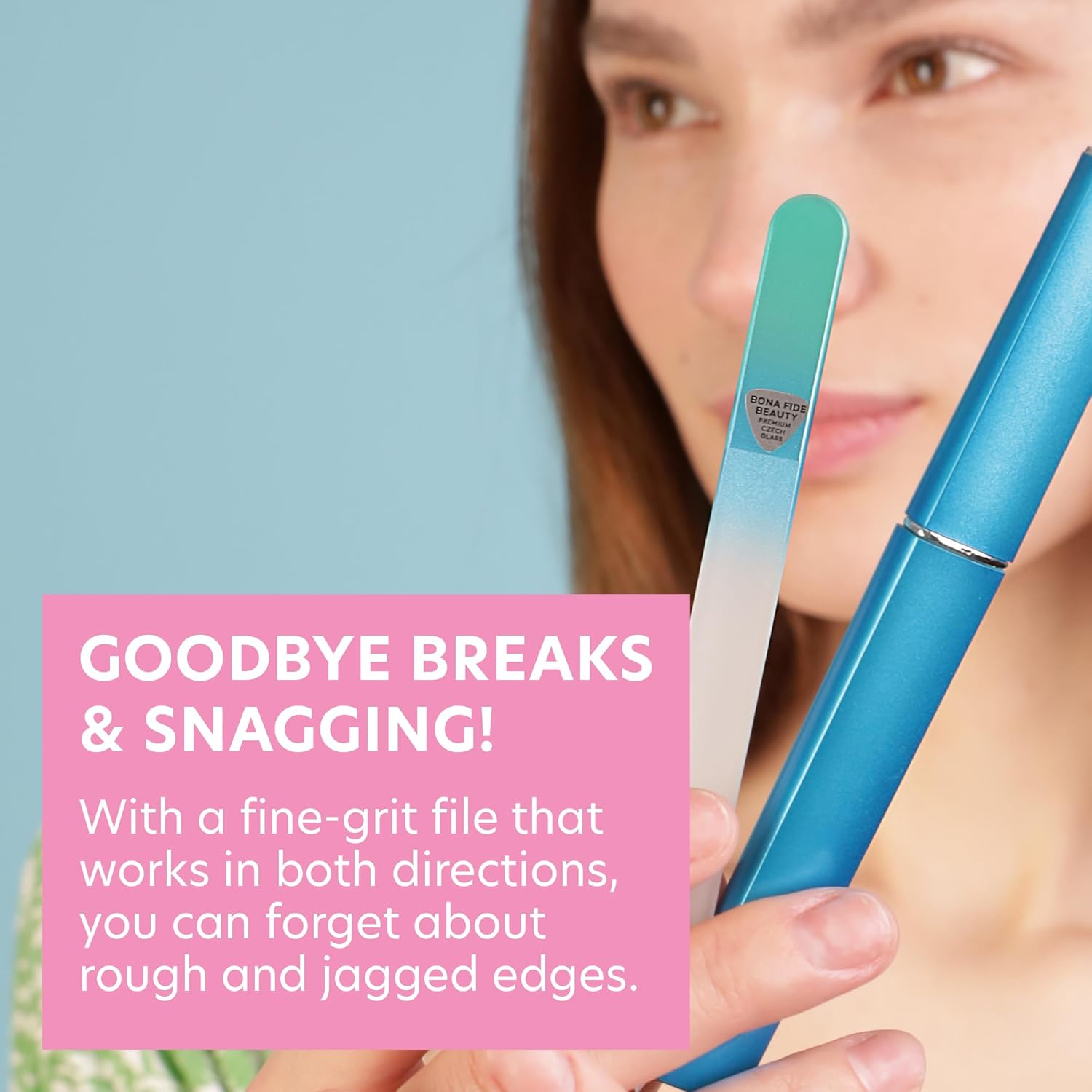 Bona Fide Beauty Glass Nail File with Case, Glass Fingernail File for Natural Nails, File in Any Direction, Expertly Shapes Nails, Enjoy a Professional Smooth Finish - Premium Czech Glass - Gold Magenta image number 7