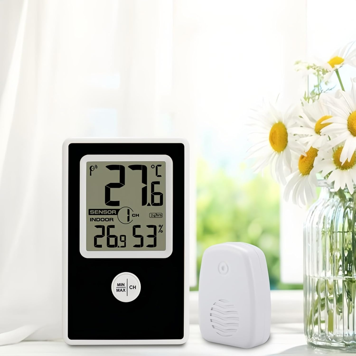 Lancoon Indoor Outdoor Thermometer Hygrometer with Wireless Sensor Digital LCD Temperature Humidity Monitor Max/Min Easy to Read Battery for Office Garden Greenhouse image number 4