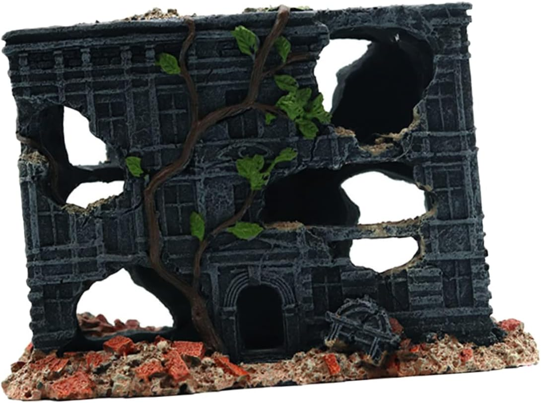 Parliky Imitated Tank Adornment Decorative Aquarium Decor Vivid Old House Ornament for Fish Tank Stable Base Hideout for Minnows for Aquatic Environments and Festivals image number 1