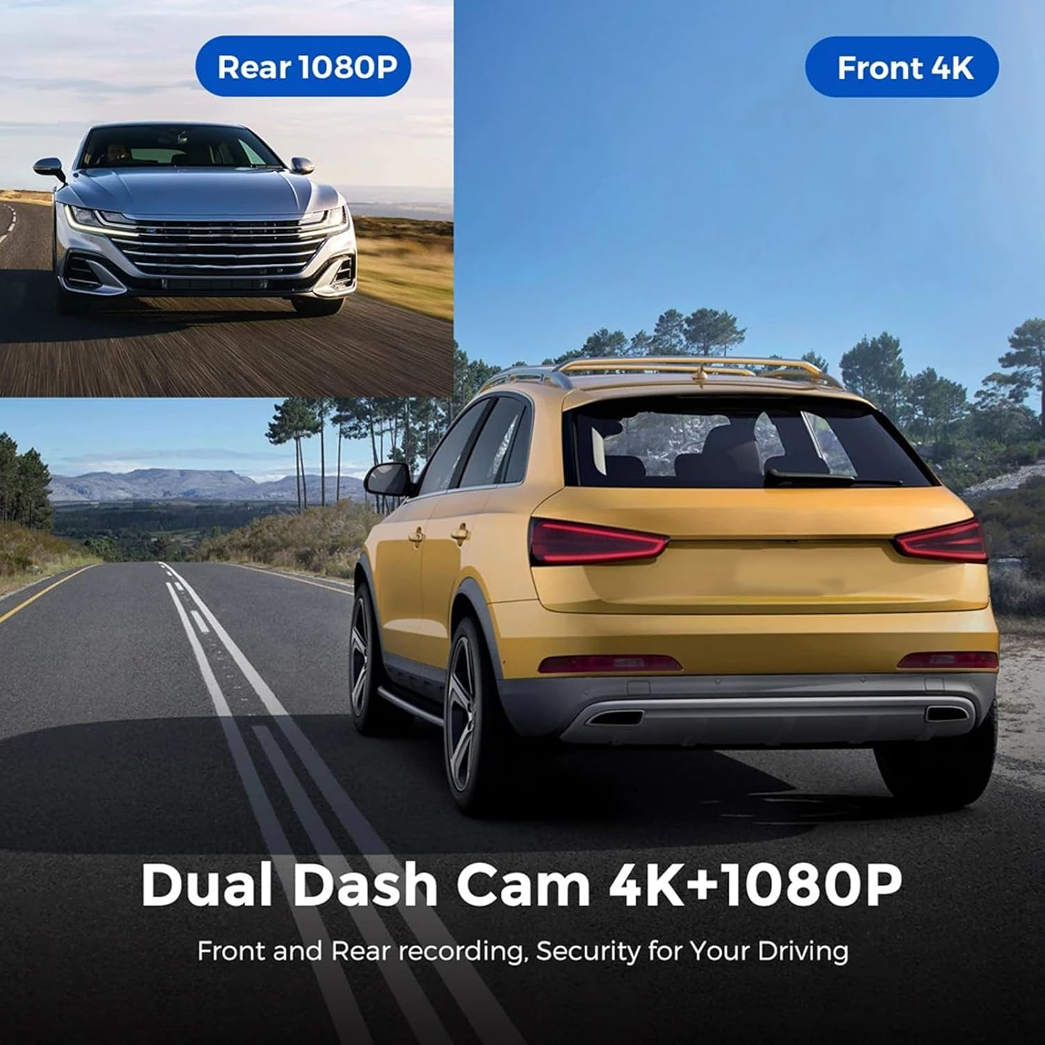 Diyeeni Dash Cam Front and Rear, 4K Ultra HD+1080P Dash Camera for Cars, Built in GPS, Mini Car Camera, App, Night Vision, G Sensor, 24H Parking Mode, Loop Recording image number 5