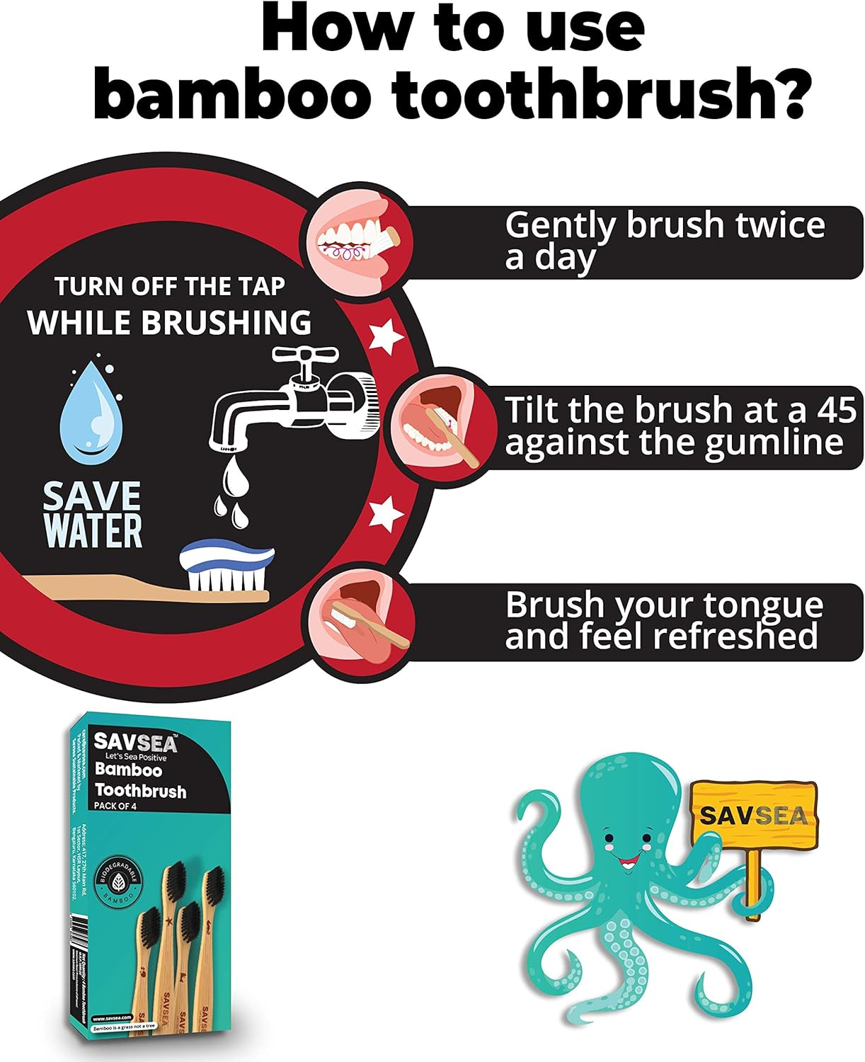 Soft Charcoal Bamboo Toothbrush - 8 Pcs image number 3