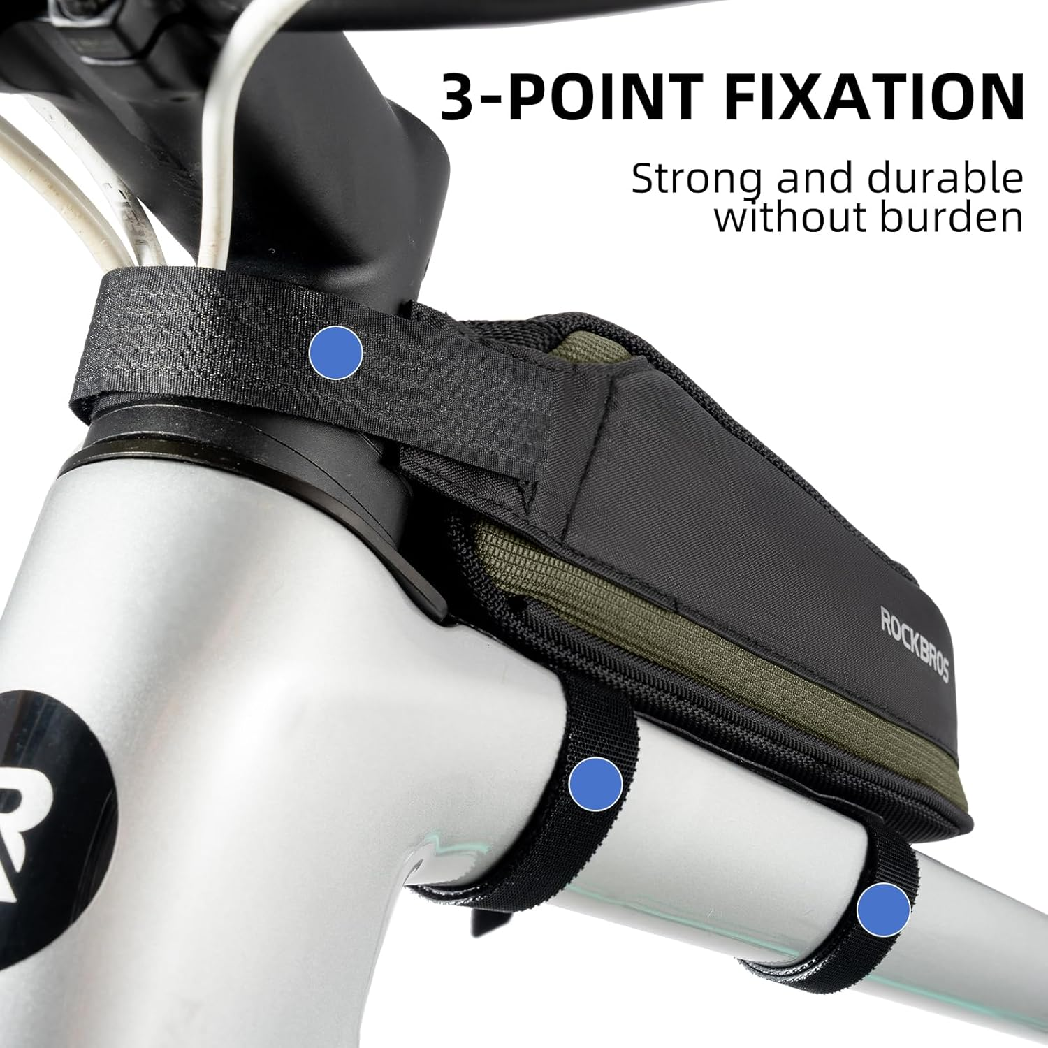 ROCKBROS Bike Top Tube Bag Bike Frame Bag Bike Triangle Bag Small Aerodynamic Bag for Triathlon and Gravel Bikes (Black)