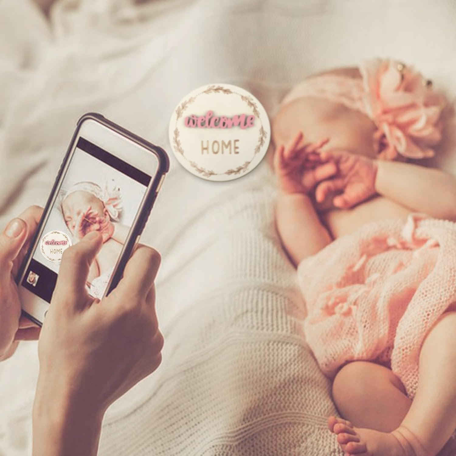 7 Pcs Baby Monthly Milestone Cards Sign, Double Sided 3D Baby Milestone Signs Baby Growth Cards Milestone Wooden Circles for Baby Boy Girls 1-12 Months Baby Milestone Pictures (Double Sided) image number 3