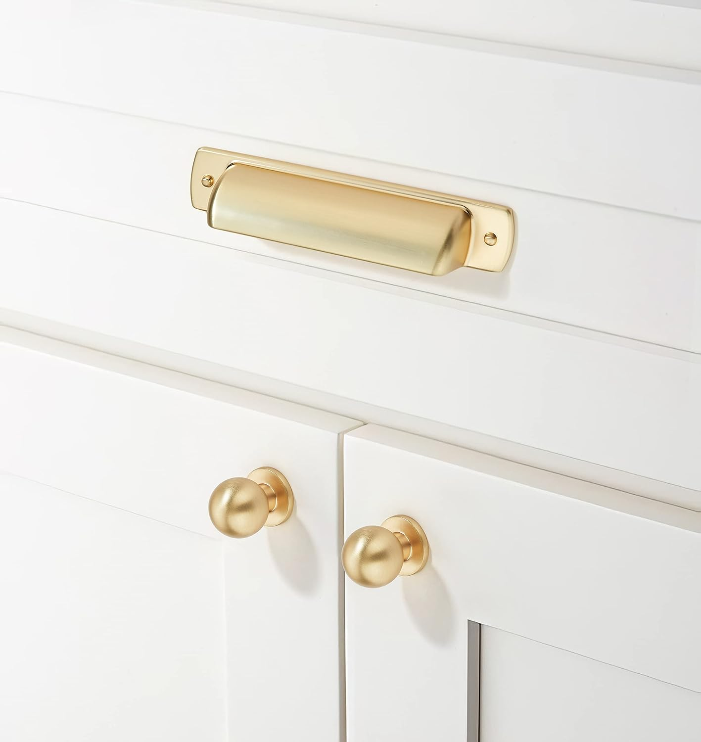 Khtumeware 10 Pack 3 Inch(76Mm) Kitchen Cabinet Handles Brushed Gold,Brushed Brass Cabinet Pulls Kitchen Cabinet Hardware, Furniture Pulls for Bathroom Cupboard Drawer Handles Dresser Pulls image number 3