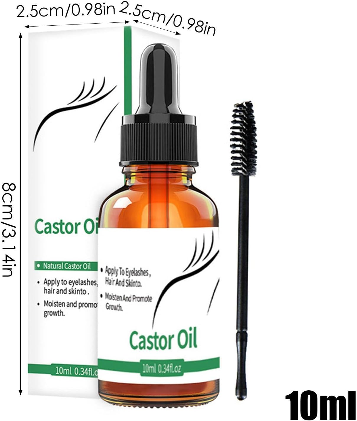 Castor Oil for Eyebrows Growth - 10Ml Pure Caster Oil Eyebrow Growth Serums,Lash Growth Serums for Thickness and Length, Eyelash Serums to Grow Lashes, for Eyelashes, Eyebrows, Hair Jmedic image number 6