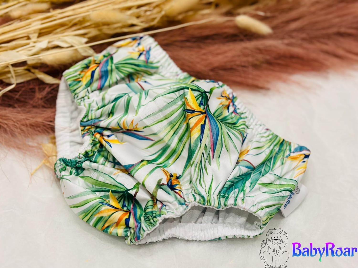 Babyroar Reusable Swim Nappy &ndash; Pull-Up Nappy/Diaper + BONUS Wet & Dry Bag with Double Zipper &ndash; (Dual Pockets Keep Wet & Dry Items Separate) &ndash; Leak-Proof, Eco-Friendly. Perfect for Water Fun! (Birds of Paradise Bloom, XL); Child, Toddler and Baby image number 3