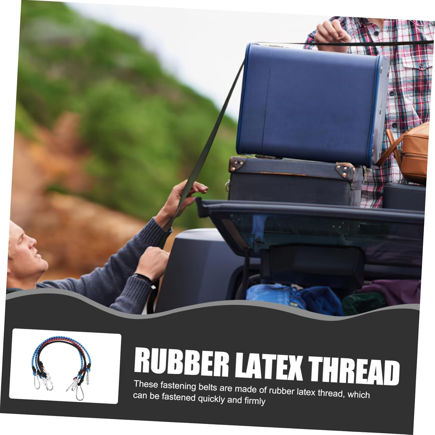 NAMOARLY 4Pcs Luggage Fix Straps for Secure Camping Storage Elastic Ties for Car Roof Rack Van Trailer for Luggage and Cargo Transport