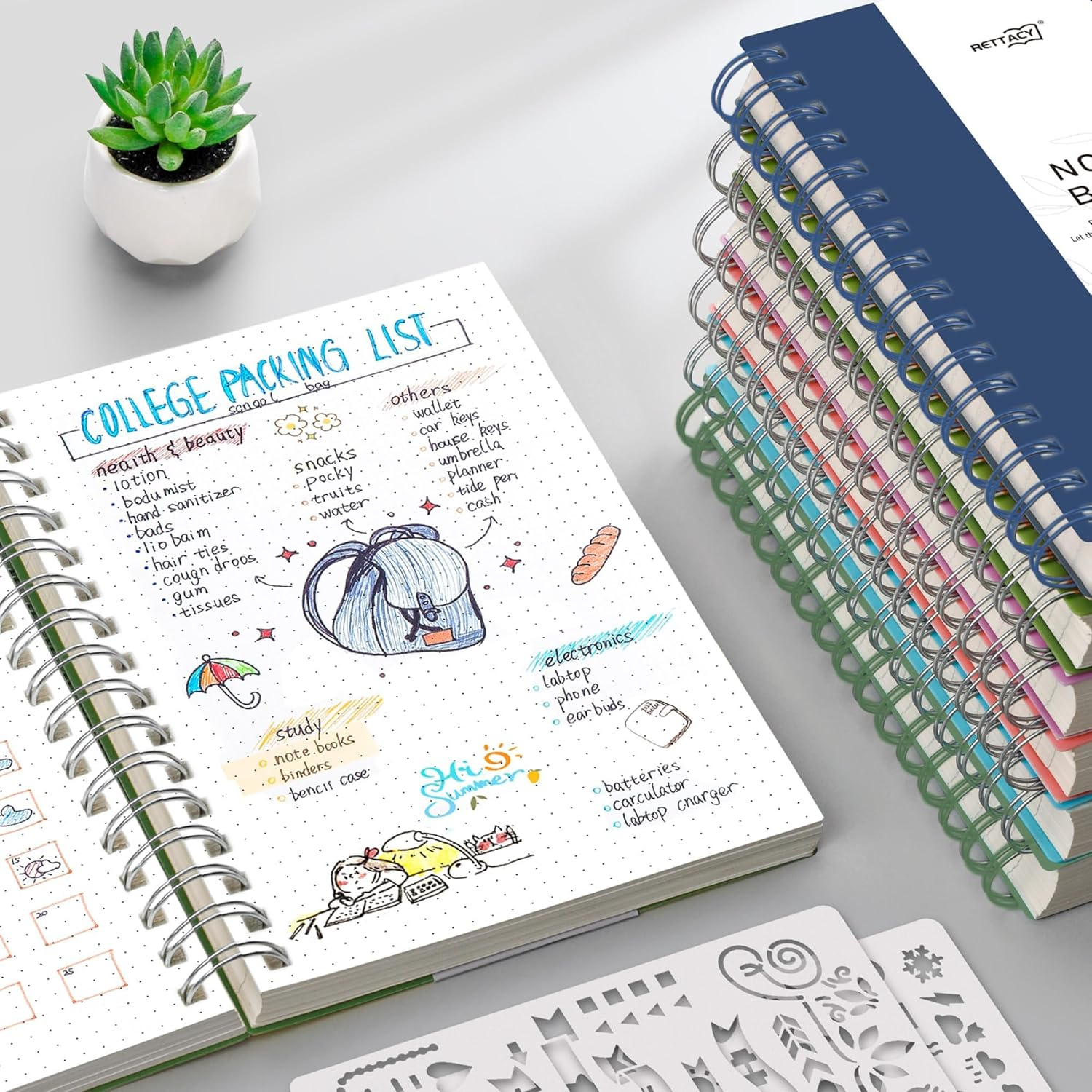 RETTACY Notebook B5 Dotted Bullet Dot Grid Journal Spiral Notebooks 150 Sheets/300 Pages for Writing 100Gsm PVC Hard Cover for Women Men Work Office School 19 X 25 Cm - Navy Blue image number 5