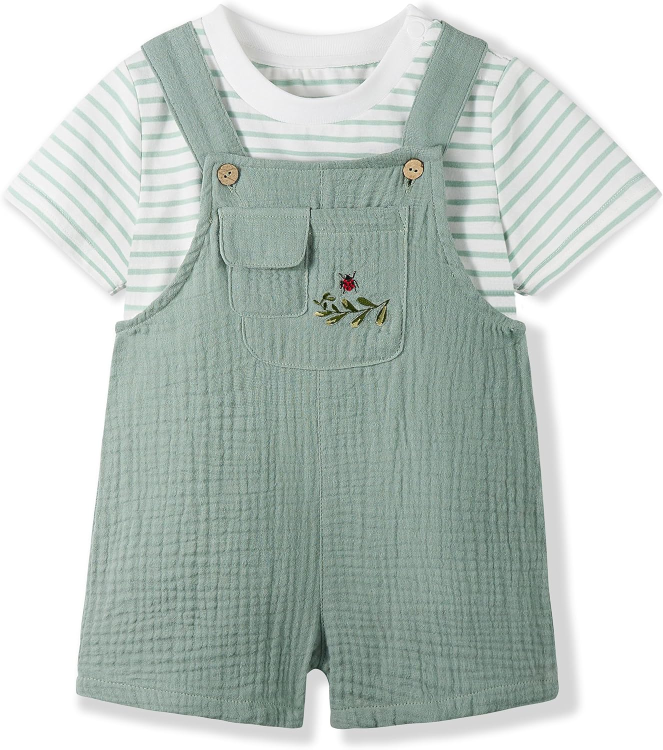 Volunboy Baby Boys Summer Clothes Stripe T-Shirt Shortall Set Toddler Short Overalls Cotton Unisex Jumpsuits