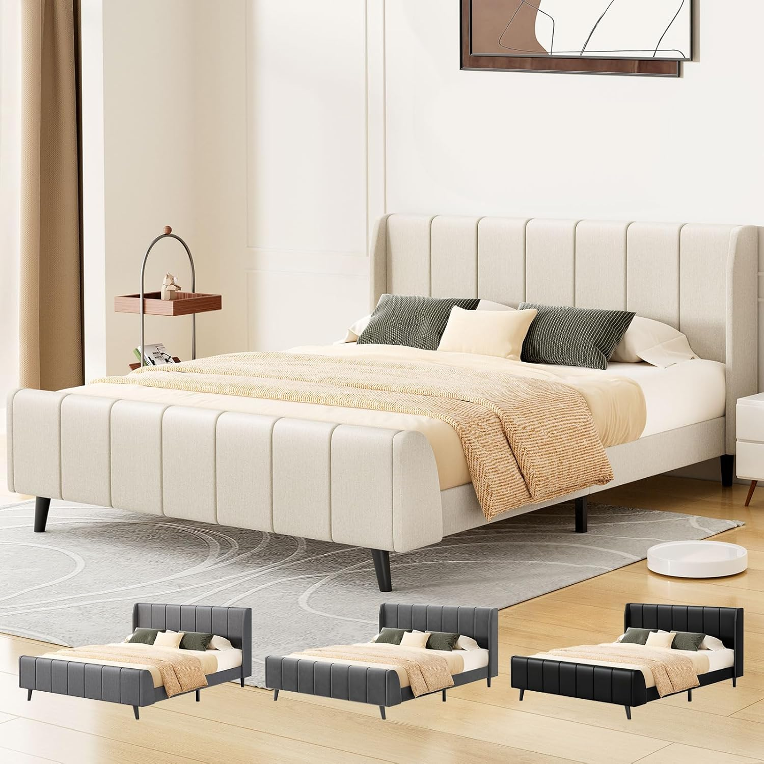 ALFORDSON Bed Frame Base Single Size with Headboard, Bed Platform Foundation with Velvet Fabric Upholstered for Mattress Topper, HUNDOLF Series Velvet Grey