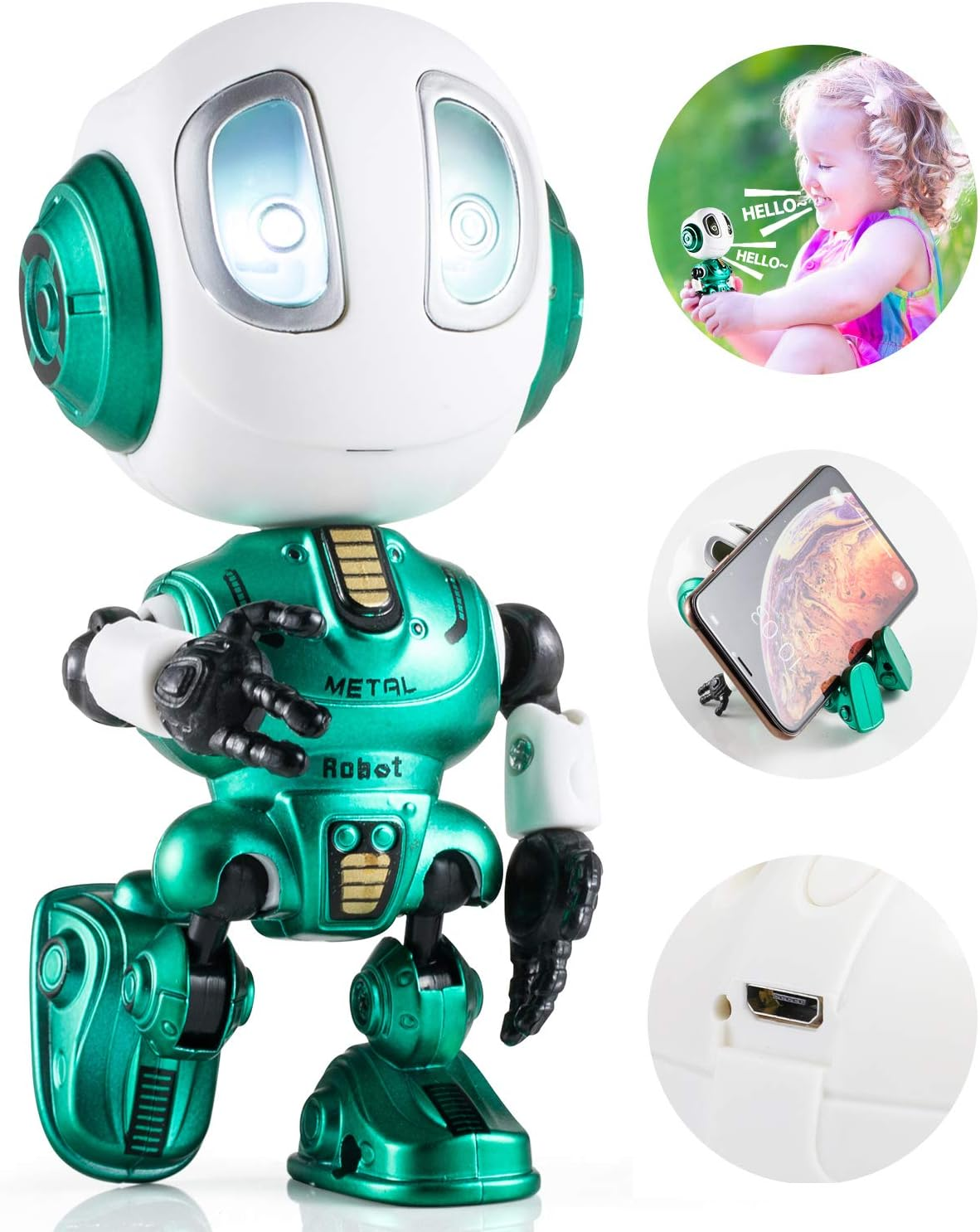 Kids Toys Boys Girls Robots Toys Christmas Stocking Stuffers 2019 New Mini Talking Robots Gifts for Adults with 10 Hours Working Time USB Charging LED Eyes Interactive Electronic Toy（Red）