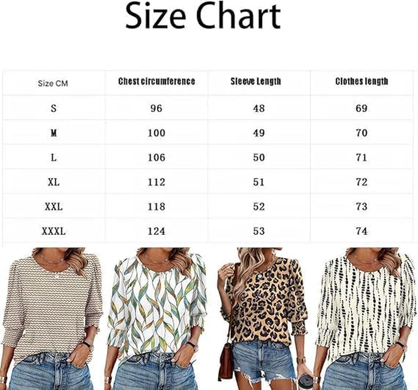 Frontaley Women Sleeve Blouse, Frontley Tops for Women, Dressy Casual 3/4 Length Sleeve Blouses Smocked Cuffs image number 3