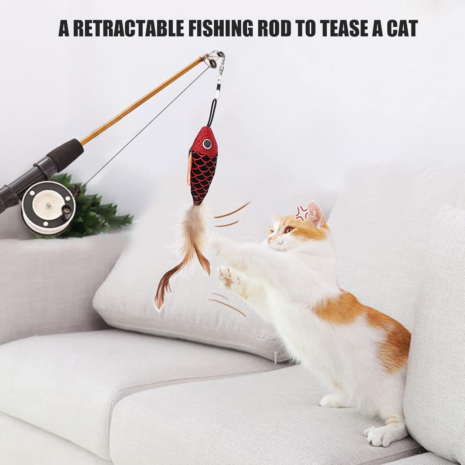 EVTSCAN Retractable Cat Wand Toy, Adjustable Cat Chase Toy, for Indoor Cats Play Chase Exercise Pet Supplies, Kitten Mental Exercise Kitten Toys image number 5