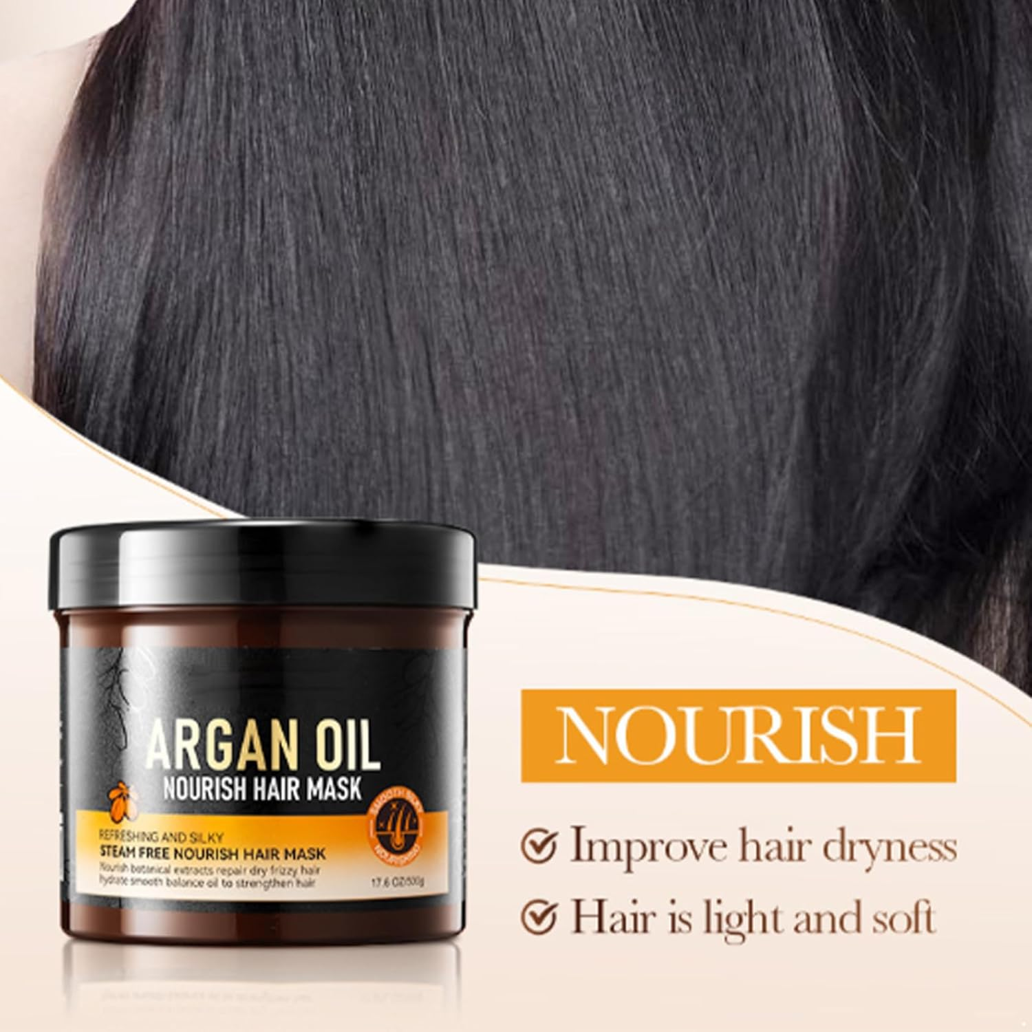 RUNQHUI Glycerin Shampoo Conditioner Set 500Ml plus 500G Hair Mask Nourish Hydrate Smooth Hair Care Hair Mask One Size