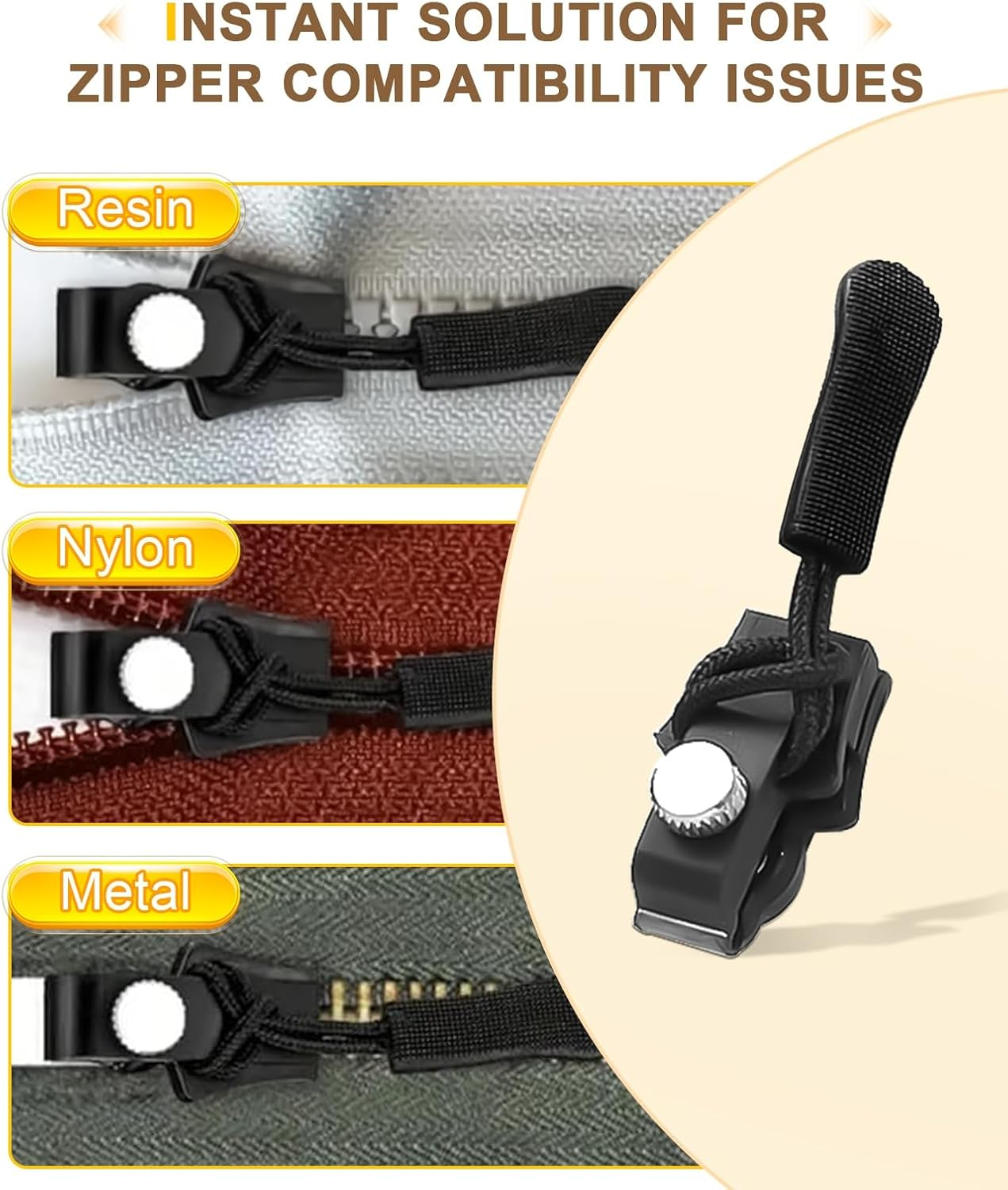 SUBORAWOS Zipper Repair Kit 21 Pcs Universal Set - Mixed Sizes Zipper Pull Replacements for Bags, Jackets, Clothing, Shoes, and Boots image number 3