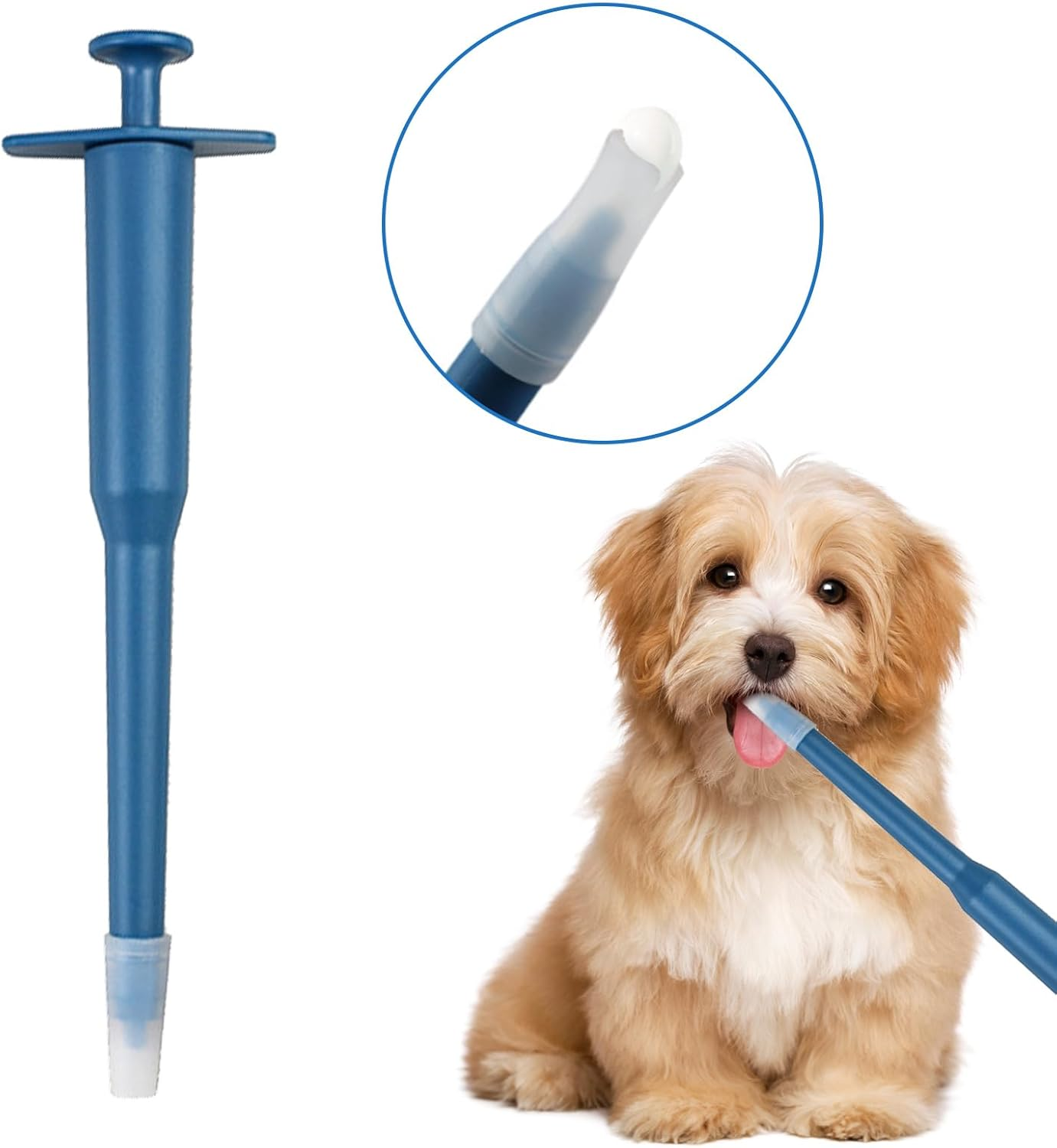 Pet Pill Plunger Popper Cat Tablet Dispenser Pet Side Grip Medication Feeder, All-In-One Dog Medication Stick for Dogs Cats Birds image number 2