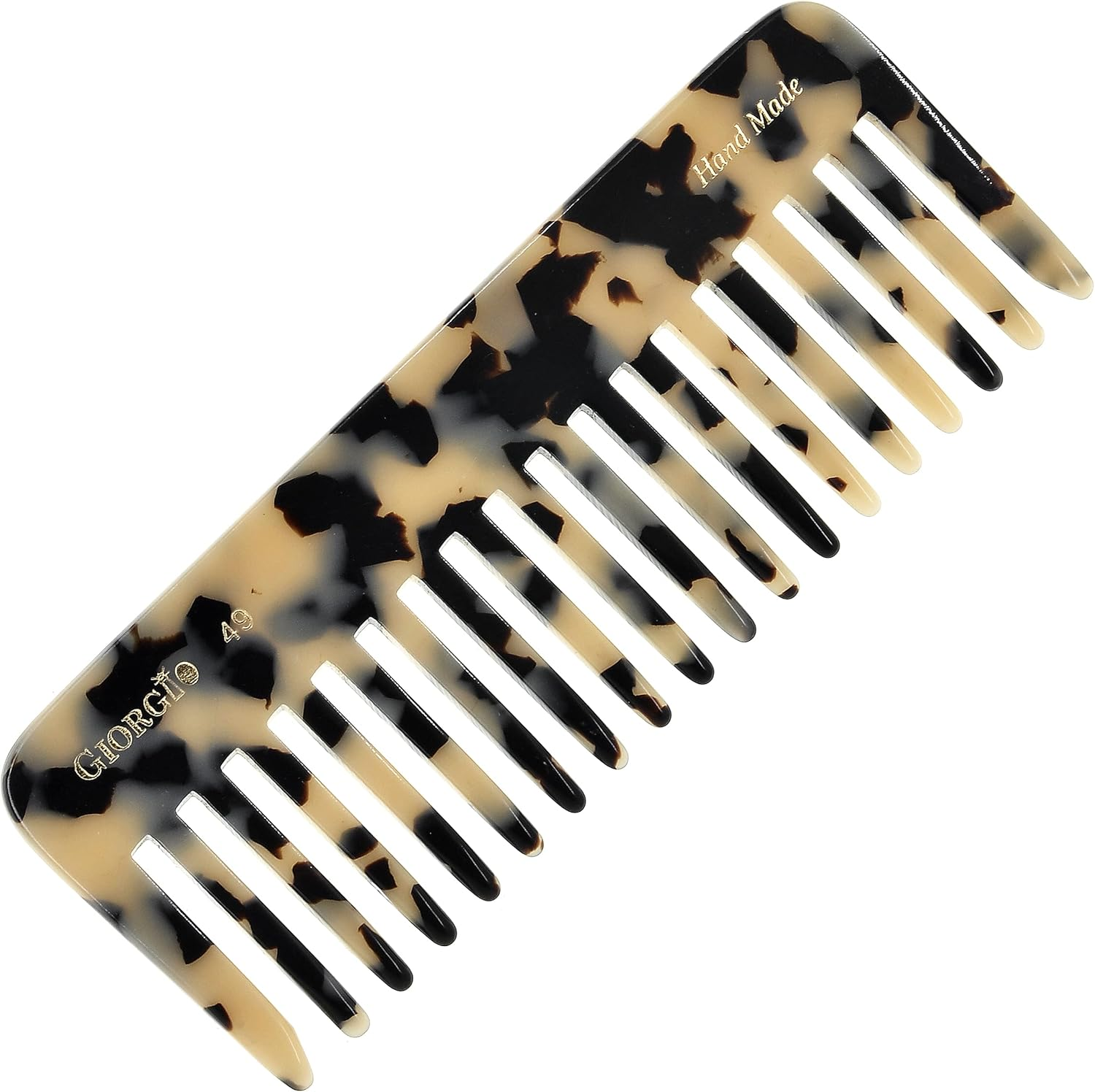 Giorgio G49 White Tokio, Large Wide Tooth Detangling Comb for Thick Curly Wavy Hair. Wet & Dry Hair Detangler - Handmade of Quality Cellulose, Saw-Cut, Hand Polished image number 3