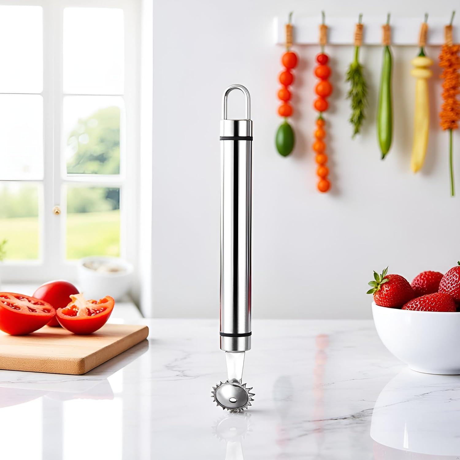 Stainless Steel Strawberry Huller and Tomato Stem Corer Tool Multi-Function Corer and Pitter Remover for Strawberry Gadgets Kitchen Tool Blade Craft Fruit Tools Fruit Vegetable Tools image number 1