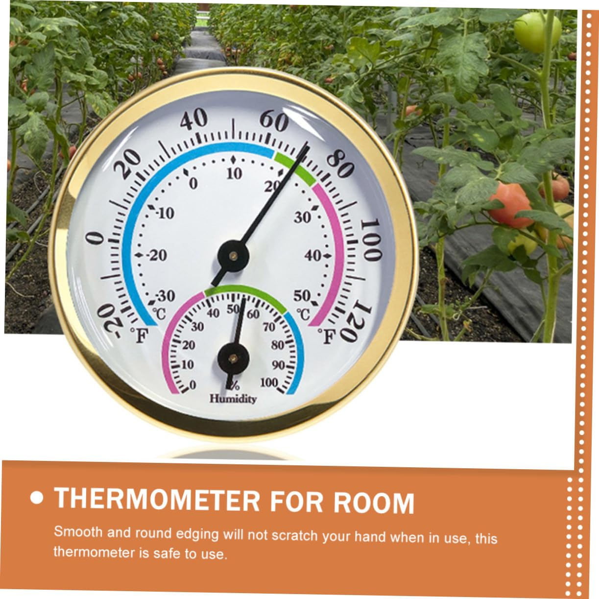 Ifundom 2Pcs Mini Indoor Thermometer Hygrometer Gold Decorative Humidity Gauge for Wine Cabinets Rooms Office Wall Mount Moisture Sensor image number 4