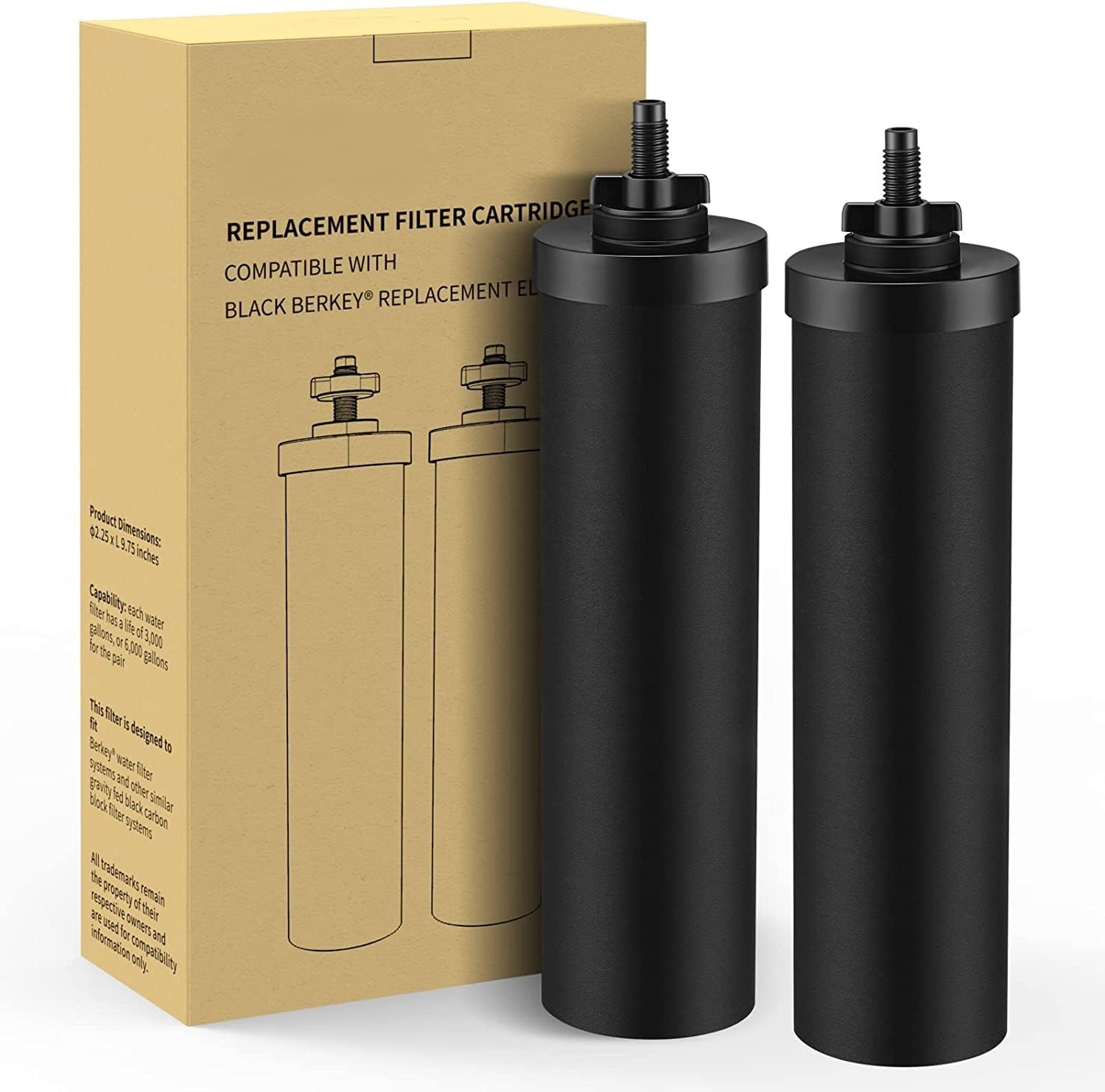BB9-2 Water Filter, 2 Pack Purifier Replacement Filters,Compatible with Berkey,Gravity Filter System, Propur Traveler, King, Big Series image number 2