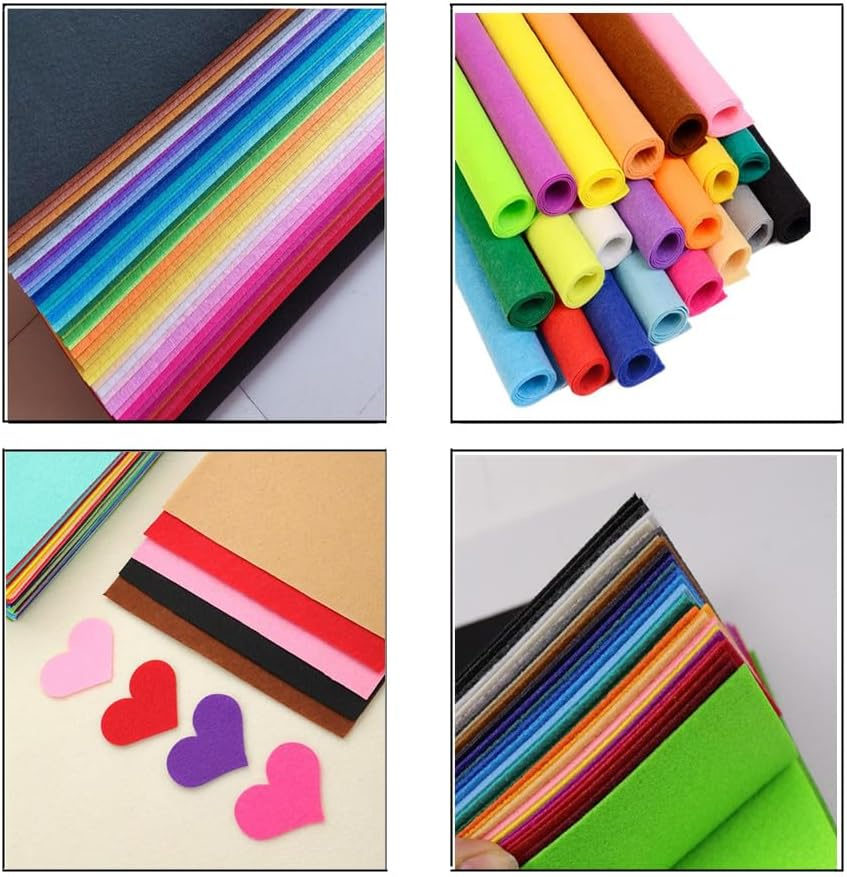 Wanfoou 40 Coloured Felt Fabric Sheets, 1Mm Felt Squares, 20X30Cm, Multicolor, Polyester/100%, Solid, Craft Felt Fabric Sheets image number 2
