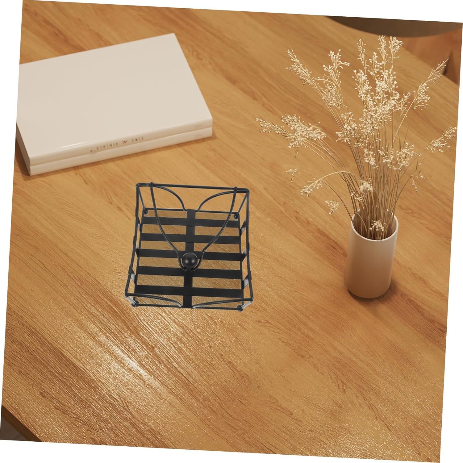 Alipis Farmhouse Napkin Holder Iron Paper Towel Rack Napkin Dispenser for Table Black image number 1