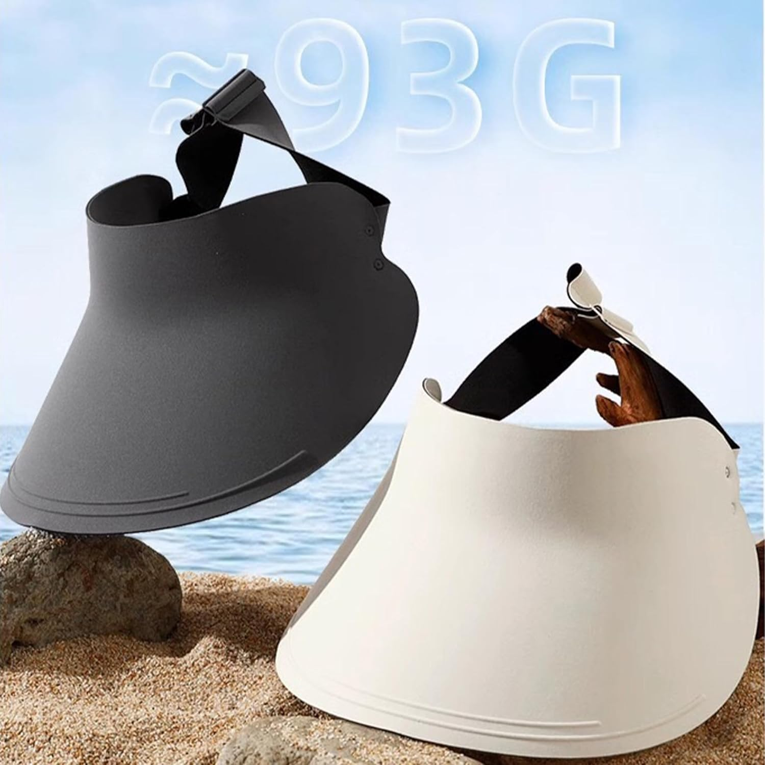 HOIROJEK Sun Hat for Women Men Sun Visors Cooling Hat Packable Wide Brim Ponytail Hat for Golf Tennis Running - Black image number 2