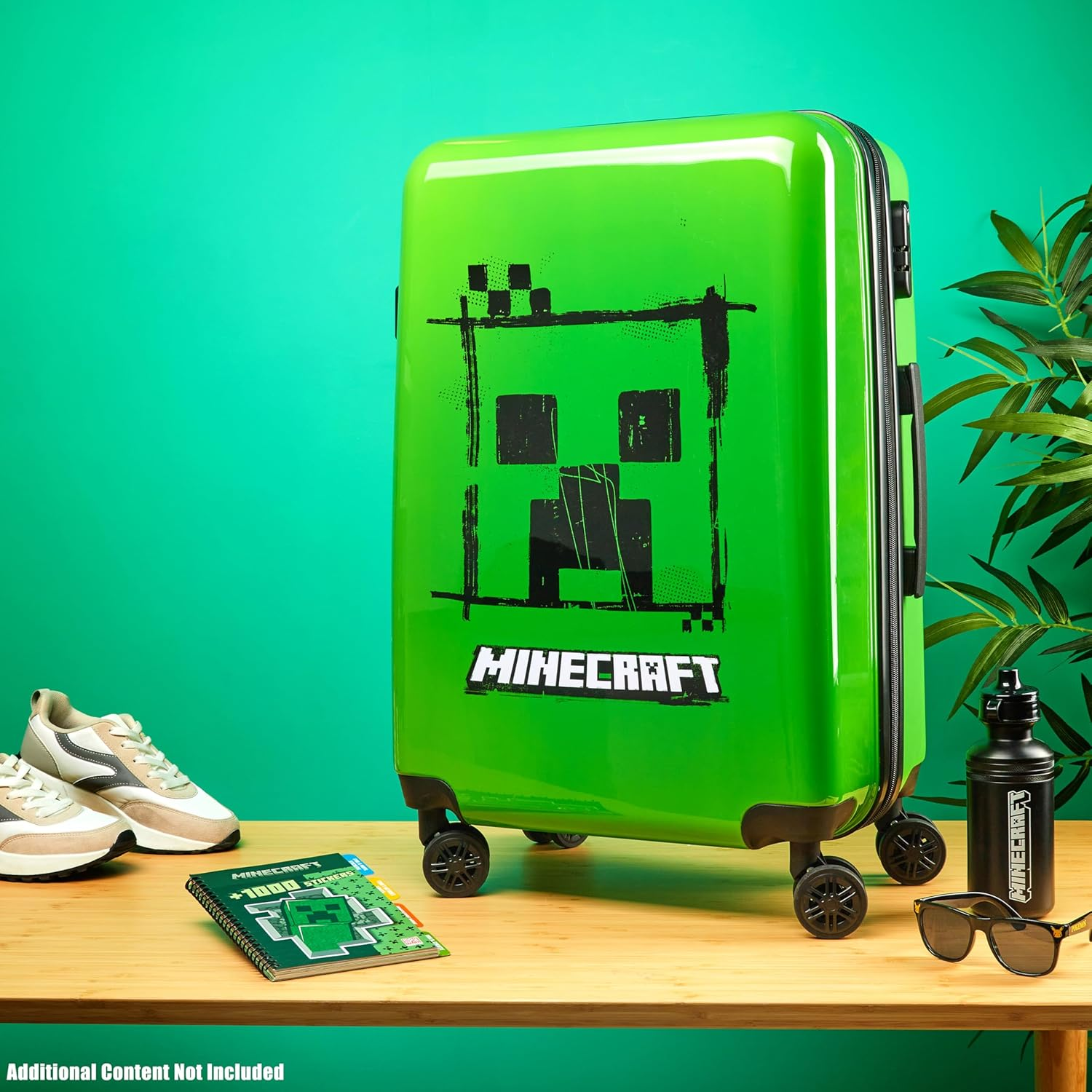 Minecraft Suitcase for Kids Teens Creeper Hard Shell Luggage Rolling Suitcase 4 Wheels & Extendable Handle Travel Essentials for Vacations Trips (Large Green, 26.18" - 46L) image number 3