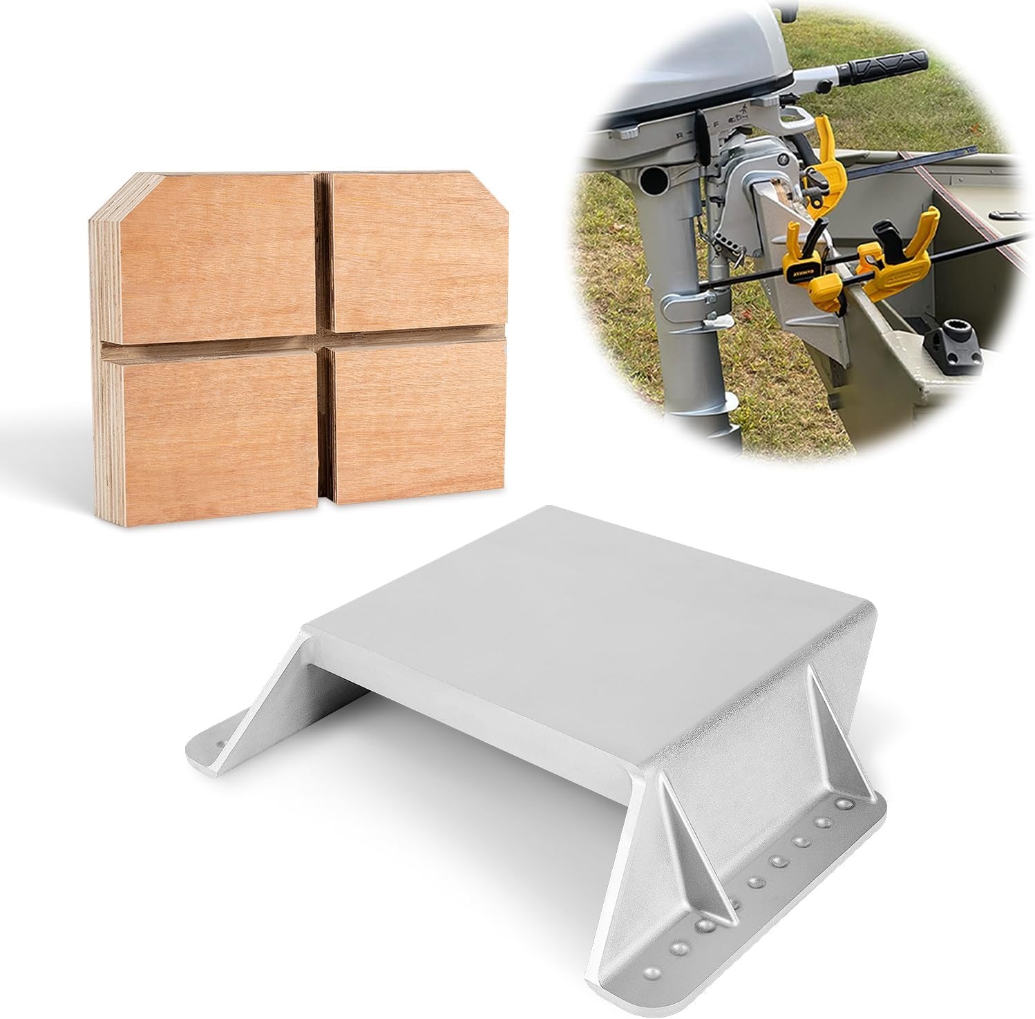 MJ-1-DP Mini Jack Plate with 4" Setback, Fits Outboard Motor up to 35 HP, Cast Aluminum with Mounting Wood image number 2