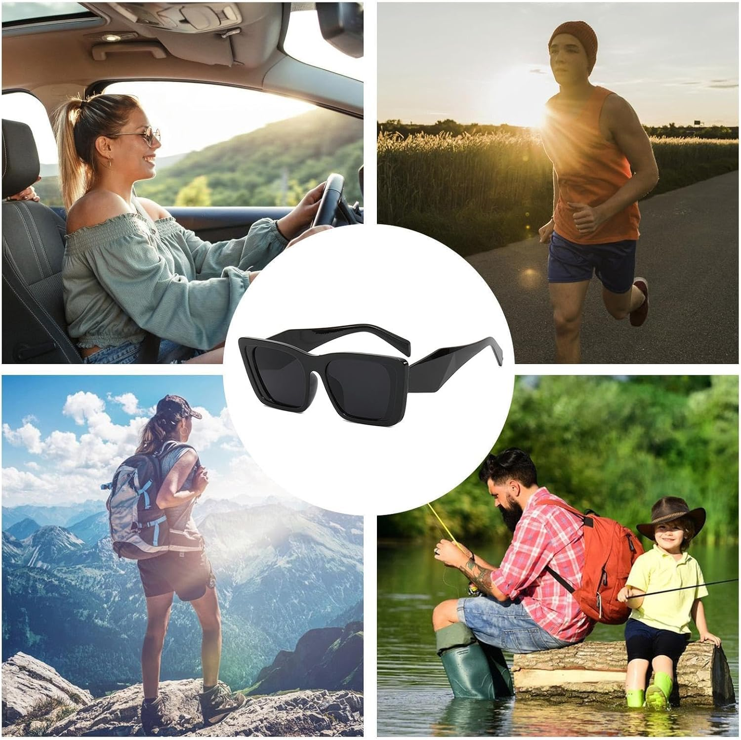 Trendy Sunglasses - Fashion Black Oversized Sunglasses | Drop-Resistant Trendy Sunglasses, Flat Top Glasses Party Dress up for Women