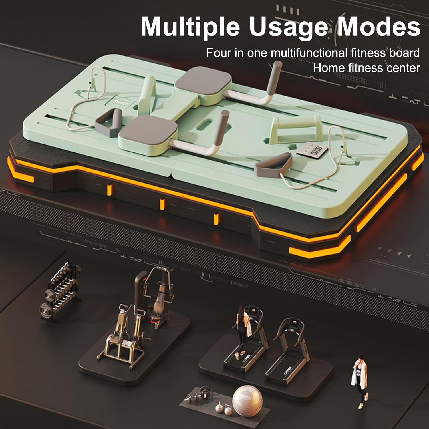 Pilates Board Reformer Set, Multifunctional Pilates Reformer Machine, Foldable Automatic Rebound Ab Roller Wheel Training Board, Portable Pilates Sliding Board Fitness Equipment for Men, Women image number 1