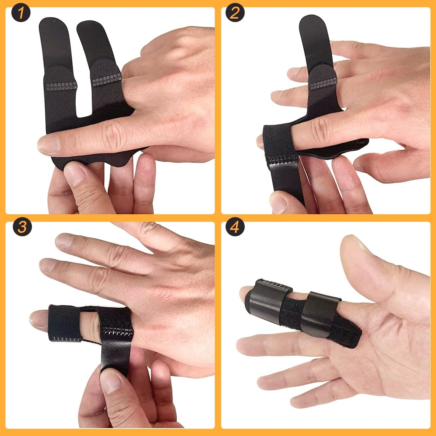 2Pcs Finger Splints Straightener,Adjustable Finger Straightening Brace Support Pinky Finger Splint for Adults Small Fingers Splints, Finger Stabilizer for Broken Fingers Arthritis Knuckle,Black image number 1