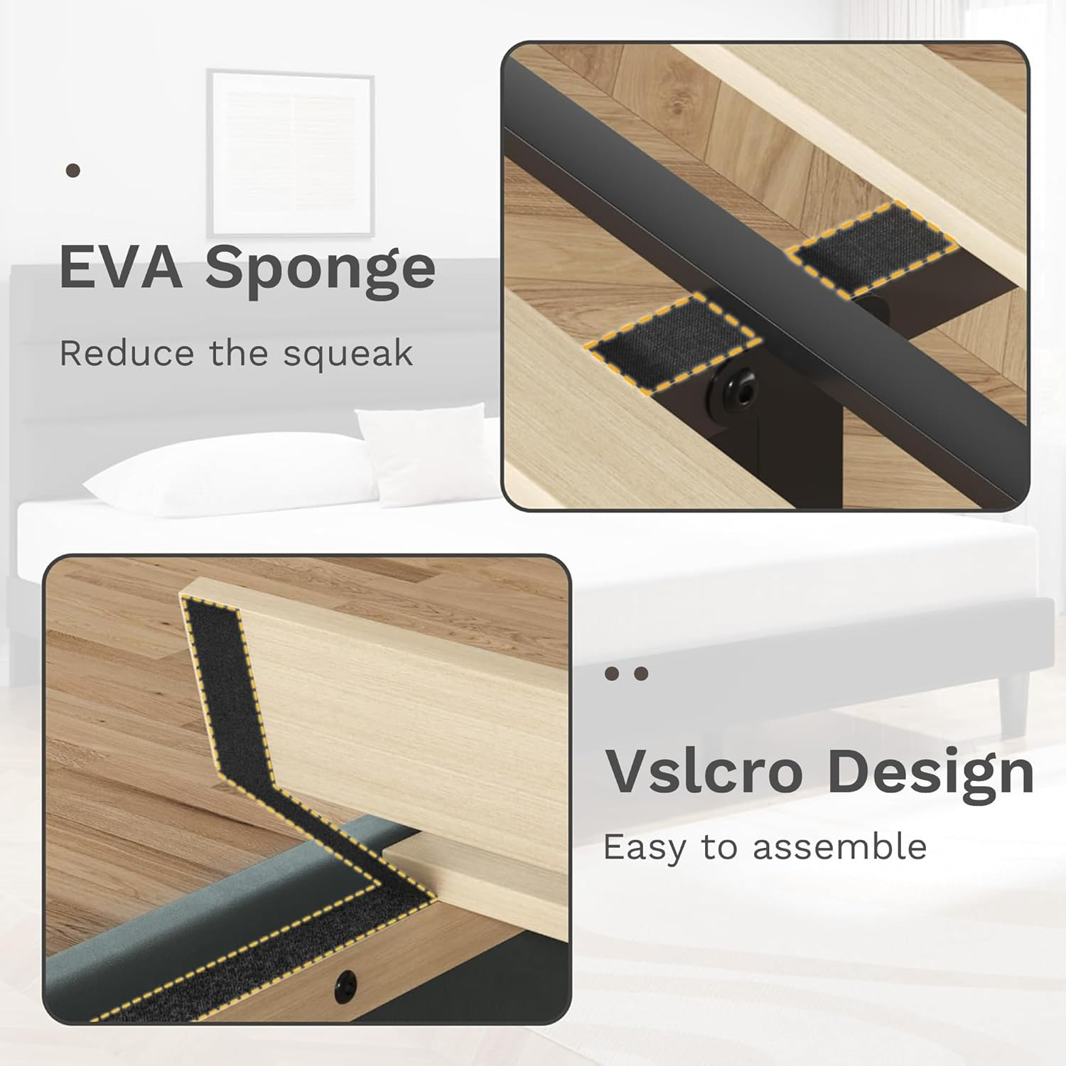 Velvet Upholstered Twin Bed Frame - No Box Spring Needed Platform Bed with Storage Space & Noise-Free Metal Support, Easy Assembly Modern Bedroom Furniture (Grey, Twin) image number 1