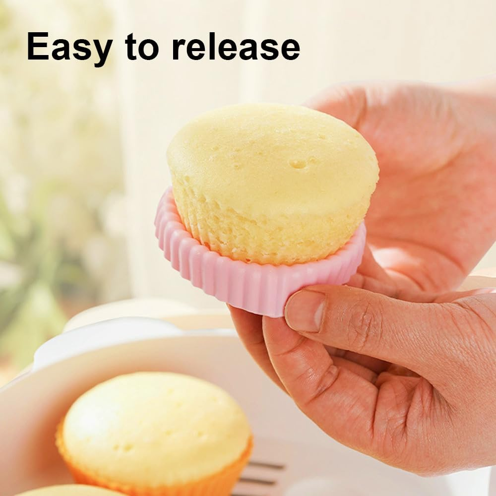 Silicone Cupcake Liners 24 Pack, Reusable Baking Muffin Cups Nonstick image number 5